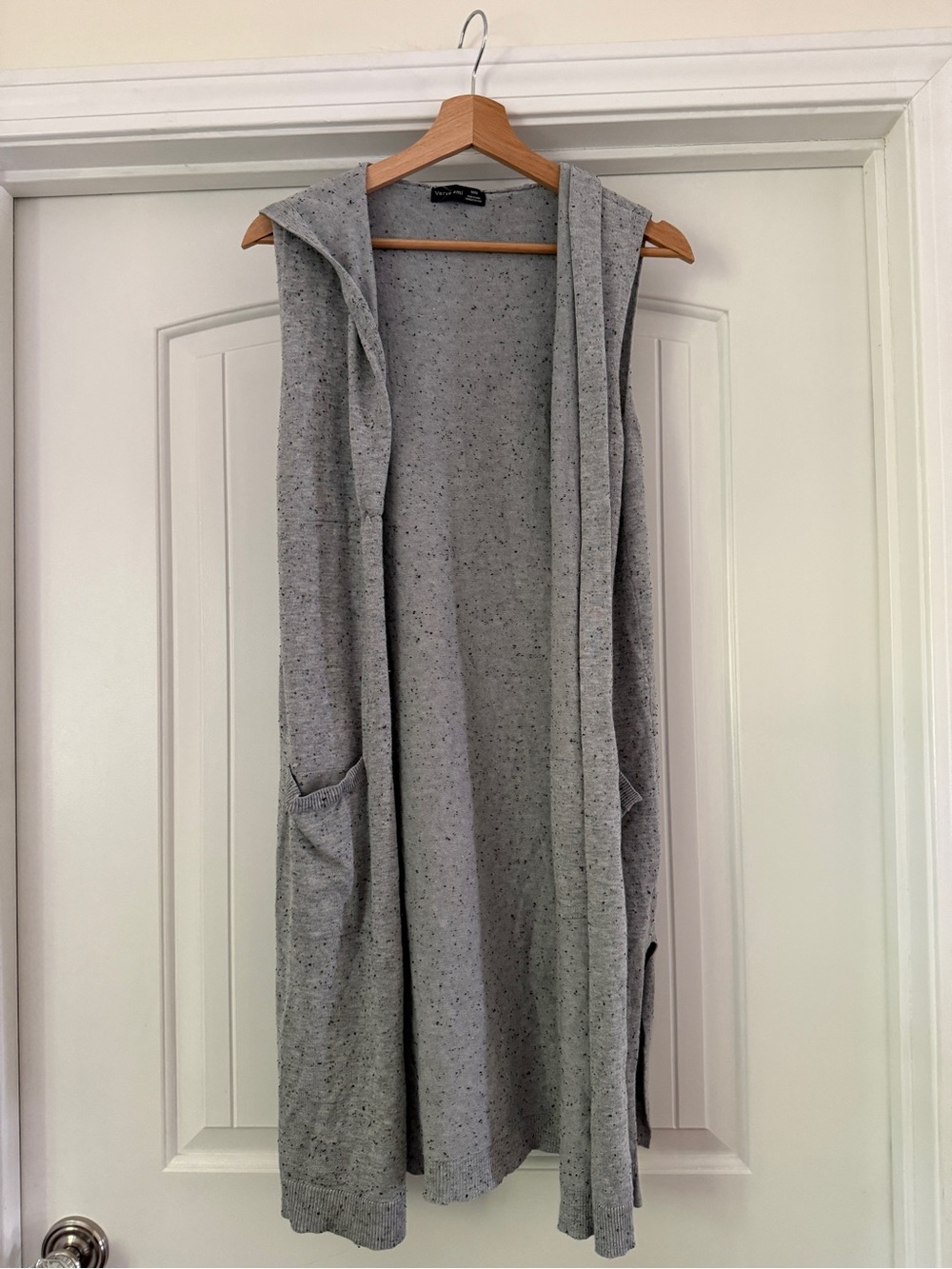 Verve Ami Speckled Light Gray Knit Top
